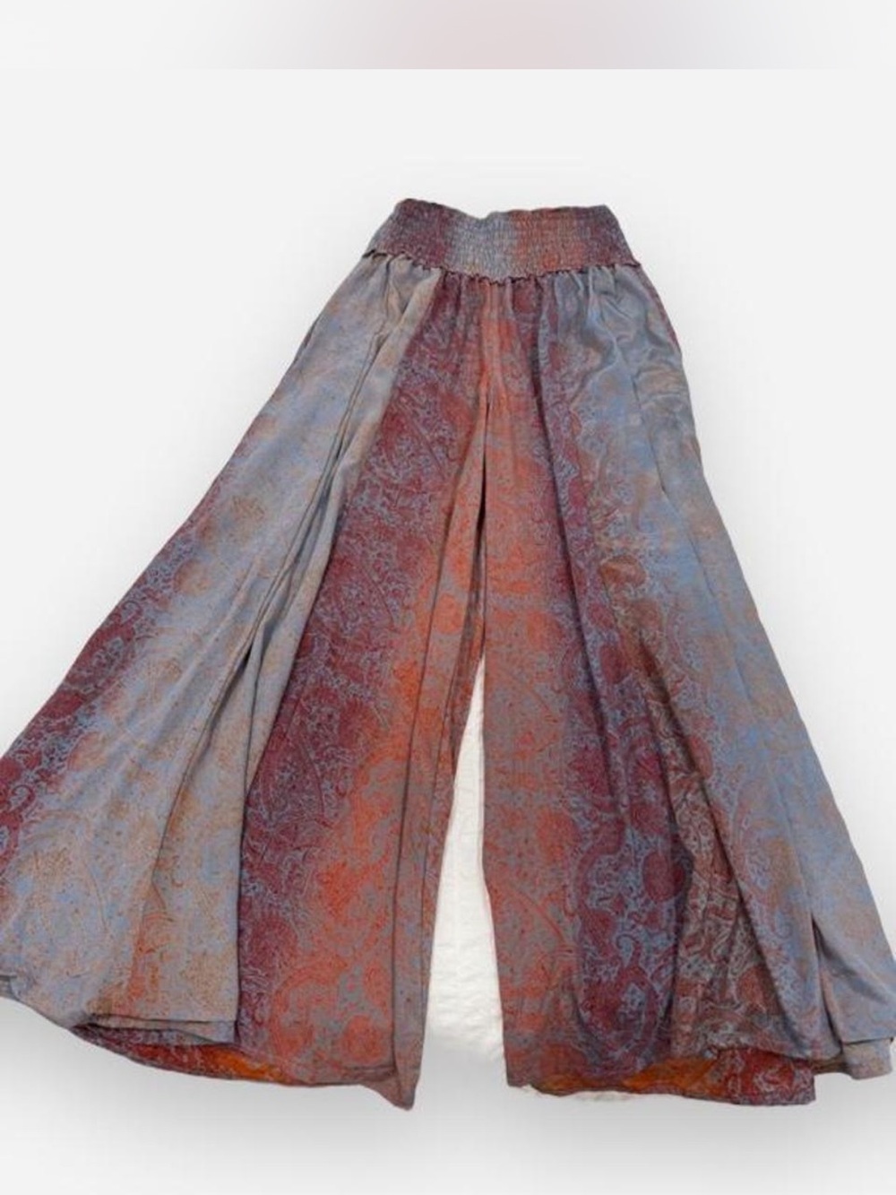 Karma Highway Boho Wide-Leg Palazzo Pants in Rust and Slate